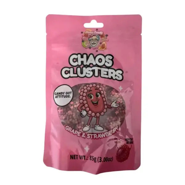 Chaos Candy - Clusters - Grape & Strawberry - 85g - VE = 48 Stk