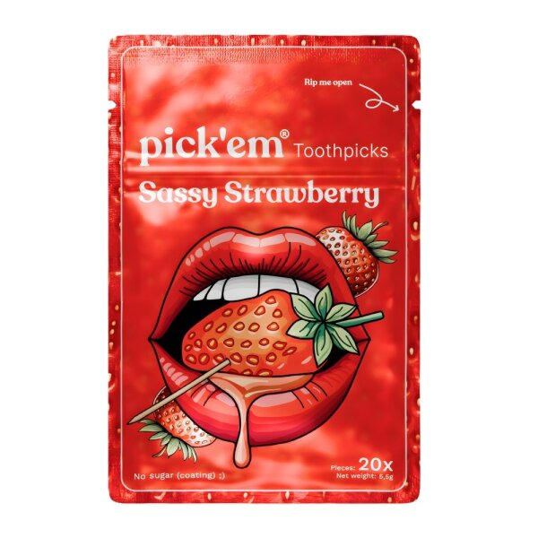 PickEm - Zahnstocher - Sassy Strawberry - Bag - VE = 25